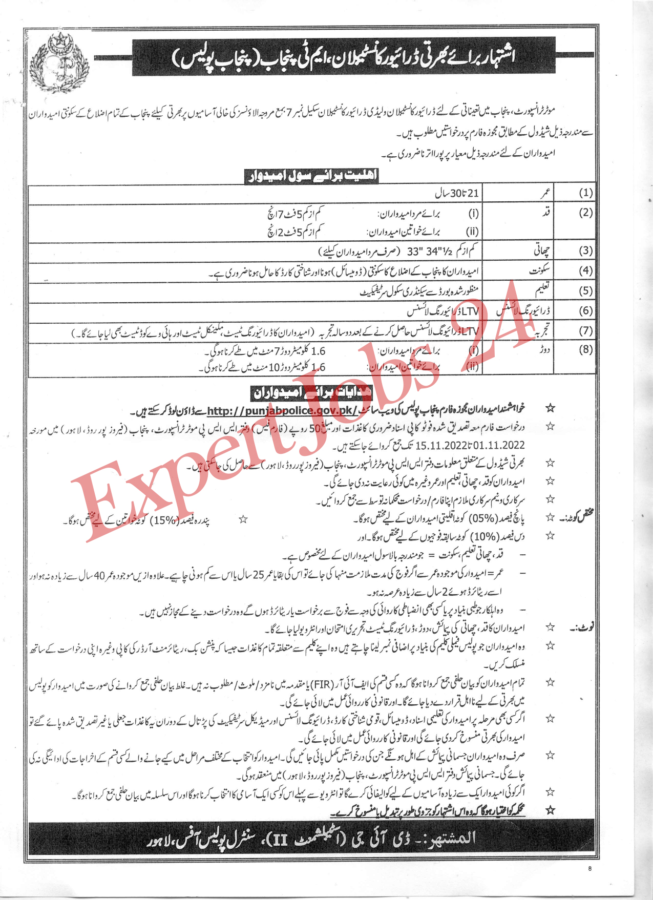 How to Apply For Punjab Police Jobs