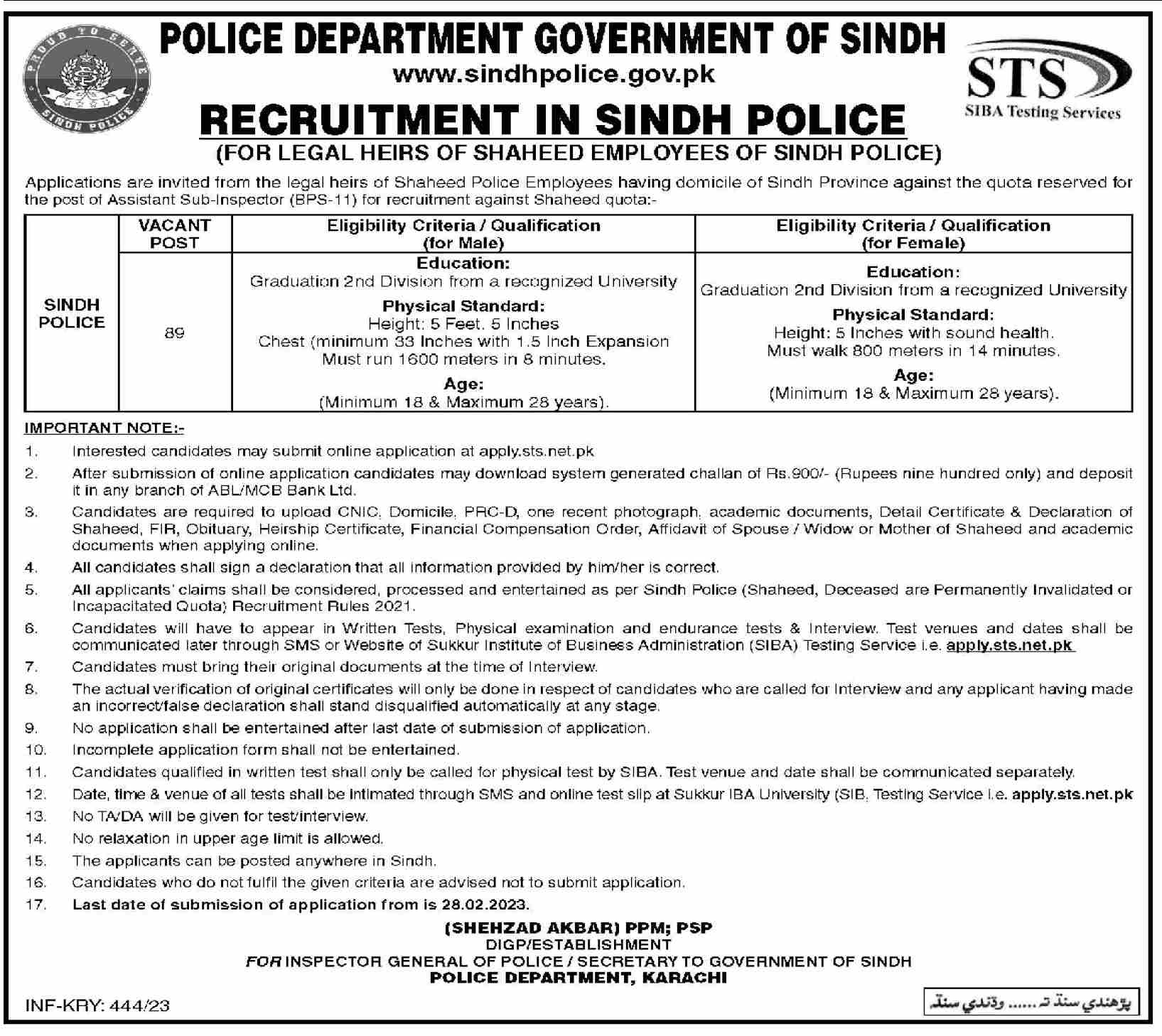 Latest Jobs in Sindh Police