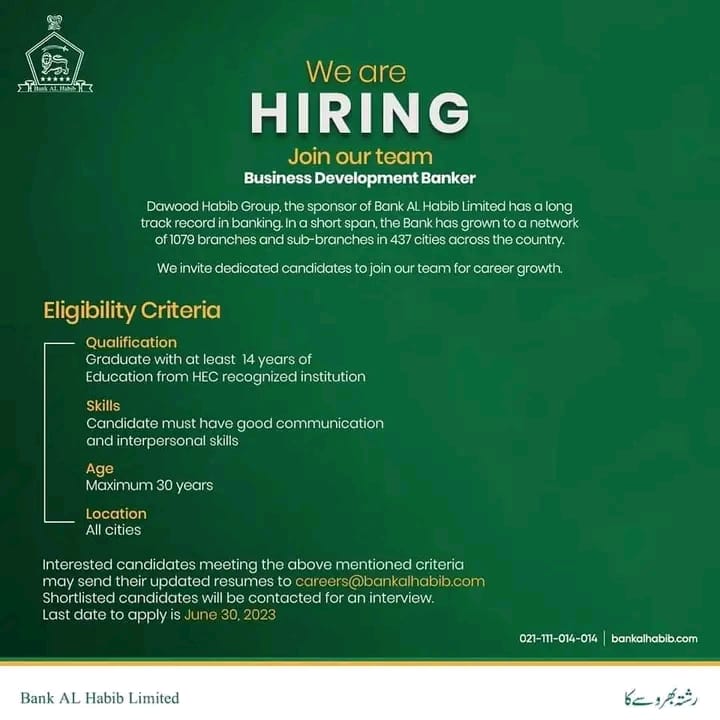 Al Habib Bank Limited Latest Jobs 2023